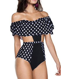 Sexy Black+white Dots Pattern Decorated One-piece Swimwear