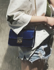 Fashion Blue Belt Buckle Decorated Bag