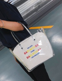 Fashion White Letter Pattern Decorated Shoulder Bag