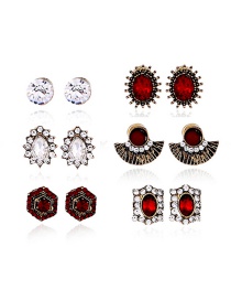 Fashion Multi-color Geometric Shape Decorated Earrings(6pcs)