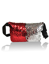 Fashion Silver Color+red Paillette Decorated Color-matching Bag