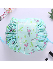 Fashion Green Famingos Pattern Decorated Cosmetic Bag