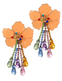 Fashion Orange Flower Shape Decorated Tassel Earrings