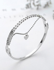 Fashion Silver Color Full Diamond Decorated Heart Shape Bracelet