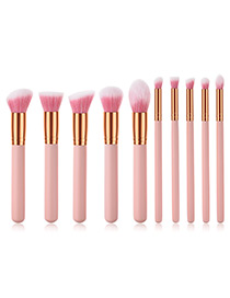 Fashion Pink Oblique Shape Design Cosmetic Brush(10pcs)