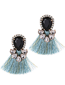 Fashion Blue Water Drop Shape Decorated Earrings