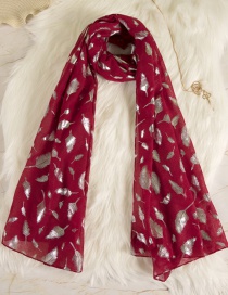 Fashion Claret Red Feather Pattern Decorated Dual-use Scarf