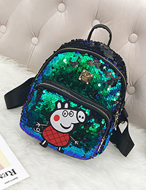 Lovely Green Peppa Pig Pattern Decorated Backpack