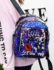 Lovely Blue Lipstick Pattern Decorated Backpack