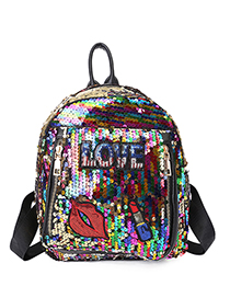 Lovely Multi-color Lipstick Pattern Decorated Backpack