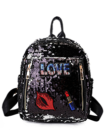 Lovely Black Lipstick Pattern Decorated Backpack