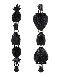 Fashion Black Strawberry Shape Decorated Earrings