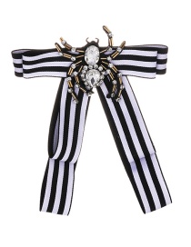 Elegant White Spider Decorated Bowknot Brooch