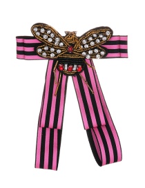 Elegant Pink Stripe Pattern Decorated Bowknot Brooch