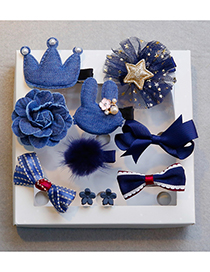 Fashion Blue Flower&crown Shape Decorated Hair Clip (10 Pcs )
