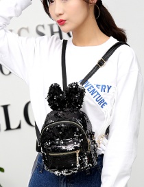 Fashion Black Rabbit Shape Design Paillette Decorated Backpack