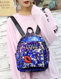 Fashion Blue Lips Pattern Decorated Backpack