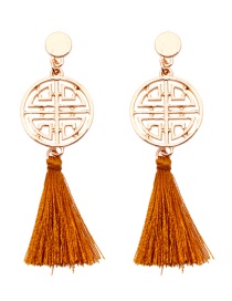 Fashion Brown Hollow Out Design Tassel Decorated Earrings