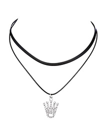 Fashion Balck Crown Shape Decorated Necklace