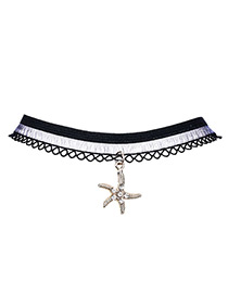 Fashion Balck Starfish Shape Decorated Necklace