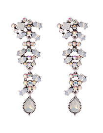 Fashion Beige Water Drop Shape Decorated Earrings