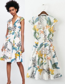Fashion Multi-color V Neckline Design Sleeveless Dress