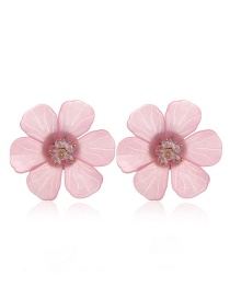Elegant Pink Flowers Shape Design Pure Color Earrings