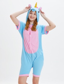 Lovely Pink+blue Horse Pattern Decorated One-piece Pajamas(for Child)