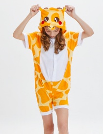 Lovely Yellow+white Giraffe Pattern Decorated One-piece Pajamas(for Child)