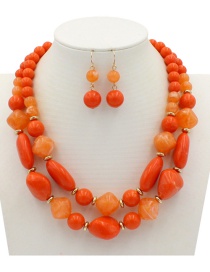 Fashion Orange Beads Decorated Double Layer Jewelry Sets