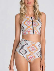 Sexy Multi-color Geometric Shape Pattern Decorated Bikini