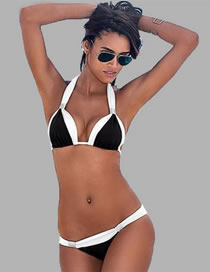 Sexy White+black Color Matching Design Larger Size Bikini