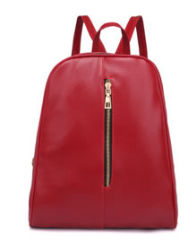 Fashion Red Pure Color Decorated High-capacity Backpack