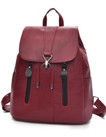 Fashion Claret Red Pure Color Desgin Leisure Travel Bag