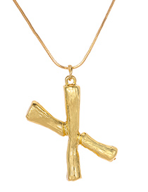 Fashion Gold Color Letter X Pendant Decorated Necklace