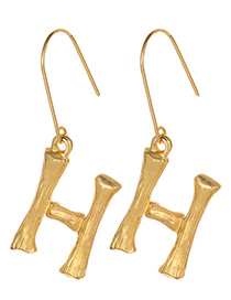 Fashion Gold Color Letter H Decorated Pure Color Earrings