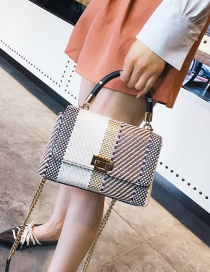 Fashion Beige Stripe Pattern Decorated Shoulder Bag