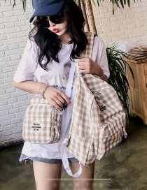 Fashion Khaki Grid Pattern Decorated Shoulder Bag (2pcs)