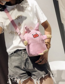 Fashion Pink Embroidered Pig Decorated Shoulder Bag