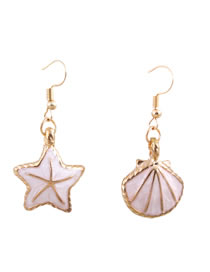 Fashion Light Pink Pentagon&shell Decorated Earrings