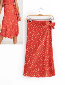 Fashion Red Flowers Decorated Simple Skirt