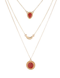 Elegant Red Moon Decorated Multi-layer Necklace