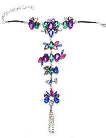 Trendy Multi-color Flower Decorated Color Matching Anklet