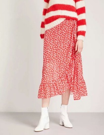 Fashion Red Flower Pattern Decorated Dress