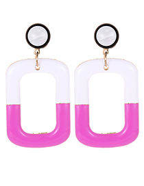Fashion Pink Square Shape Decorated Color-matching Earrings