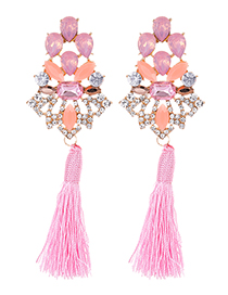 Fashion Pink Hollow Out Design Tassel Earrings