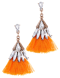Fashion Orange Waterdrop Shape Decorated Tassel Earrings