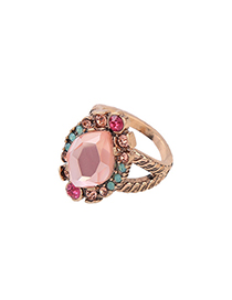 Fashion Pink Full Diamond Decorated Ring
