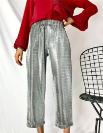 Fashion Silver Color Pure Color Decorated Pants
