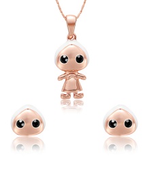 Fashion Rose Gold Doll Shape Decorated Jewelry Sets